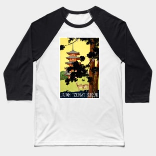 Vintage Travel Poster Japan Pagoda Baseball T-Shirt